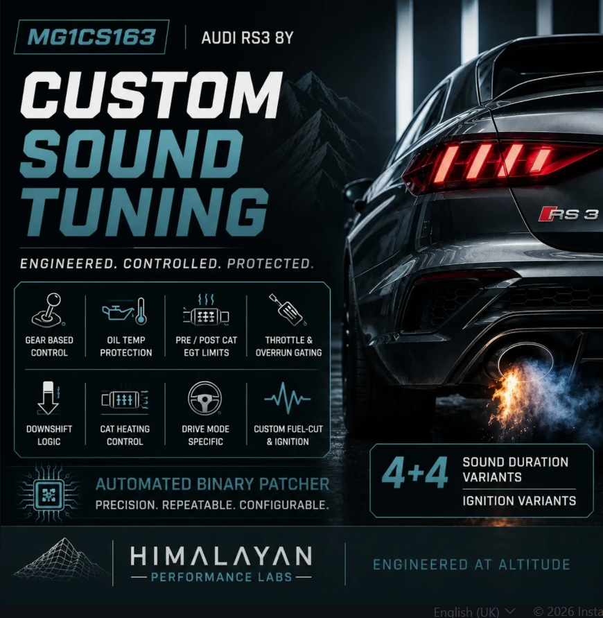 MG1CS163 Audi RS3 8Y sound tuning — Himalayan Performance Labs